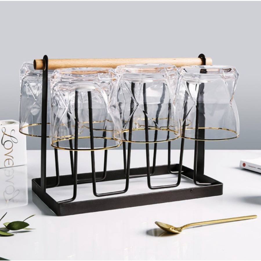 Rak Gelas Berkualitas Premium Gantung Gelas Besi Rak Gelas Tentengan Tempat Gelas Minimalis Besi