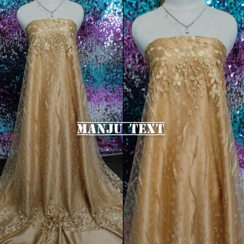 BISA COD PROMO Kain tile akar tumpal/brokat akar mutiara/bahan tulle akar /bahan dress,gaun,seragama