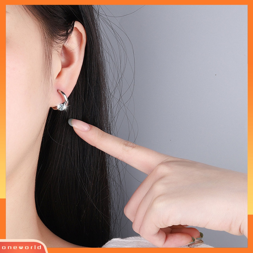 {oneworld} 1pasang Wanita Anting Geometris Berlian Imitasi Perhiasan Berkilau Cubic zirconia Stud Earrings Hadiah Ulang Tahun