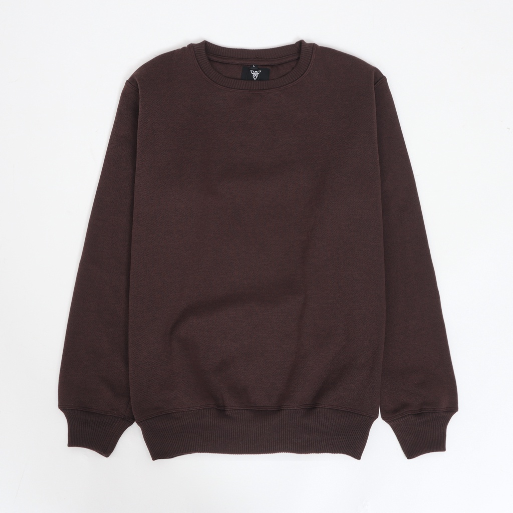 Pollac Sweater Crewneck Basic Brown Polos Unisex Pria dan Wanita