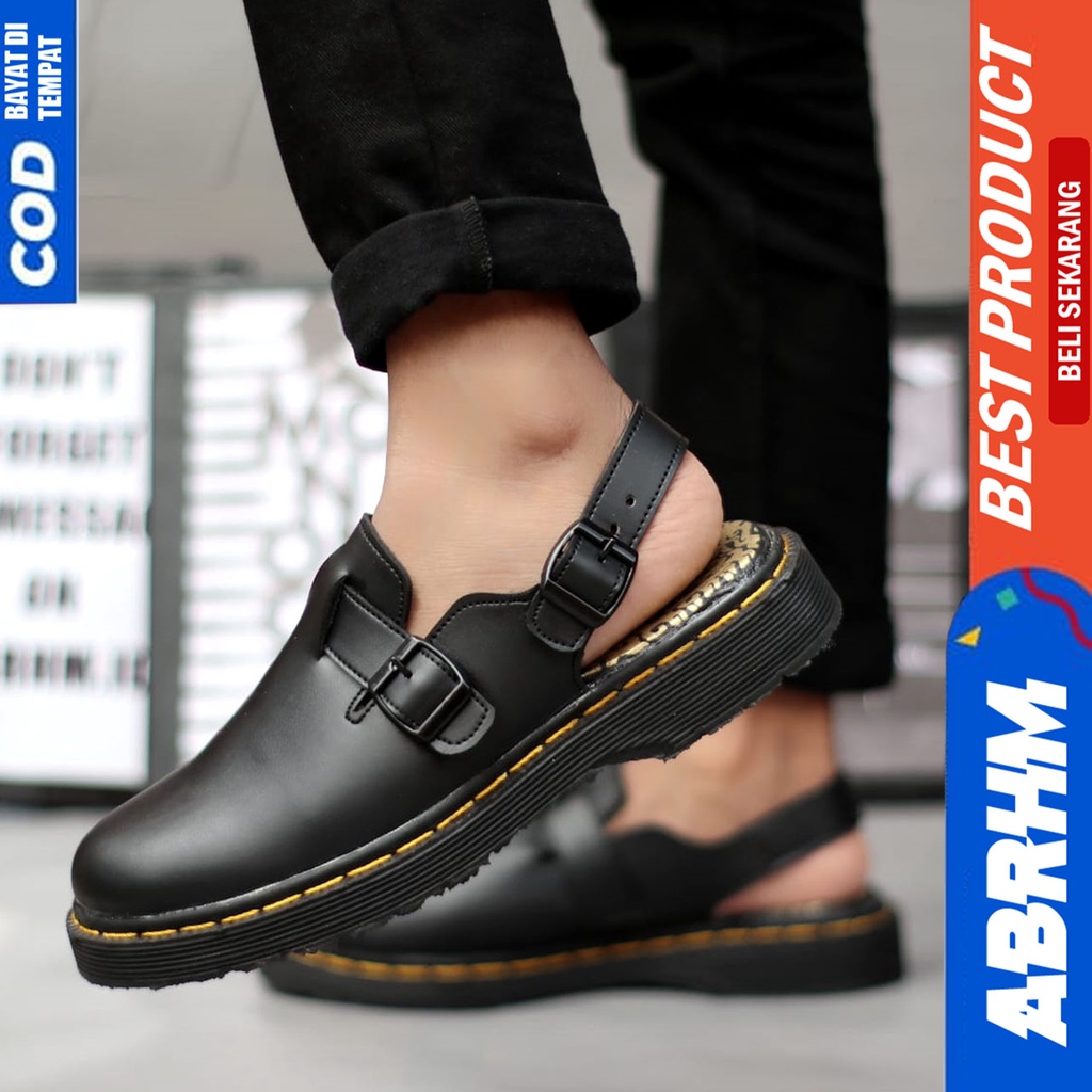 Sandal Sepatu Docmart Pria Sendal Slide Selop Pria Abrhm CROWD