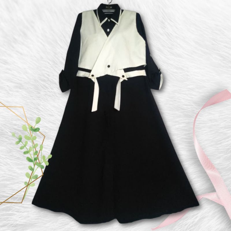 Jubah Akhwat Model Rompi Tali Pinggang Rompi bisa dilepas By Qonita Collection