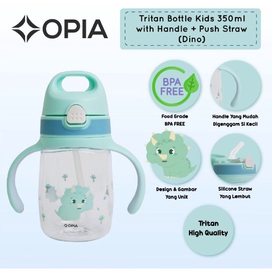 OPIA Tritan Bottle Kids 350ml - Bear in Village - Flamingo - Dino