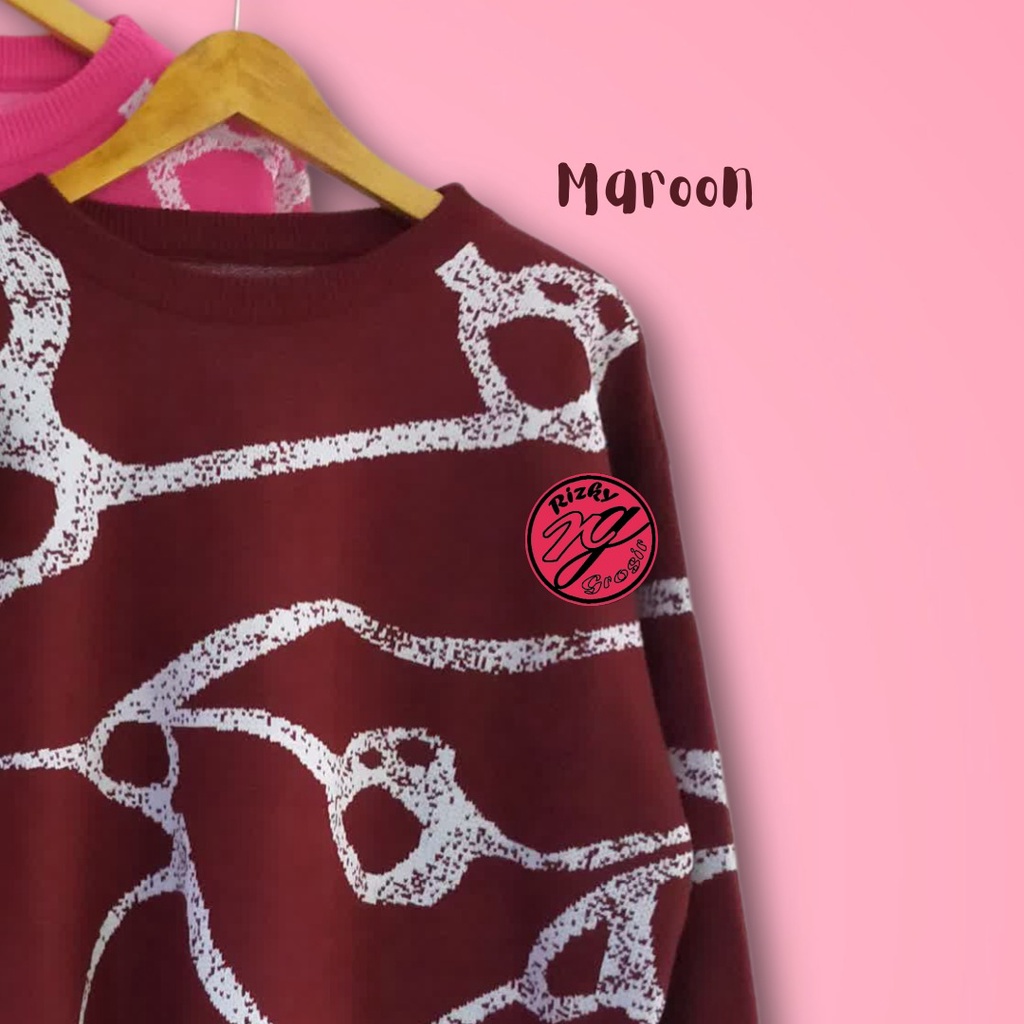 rizkyfashionrajut/Silvana sweater wanita motif abstarc