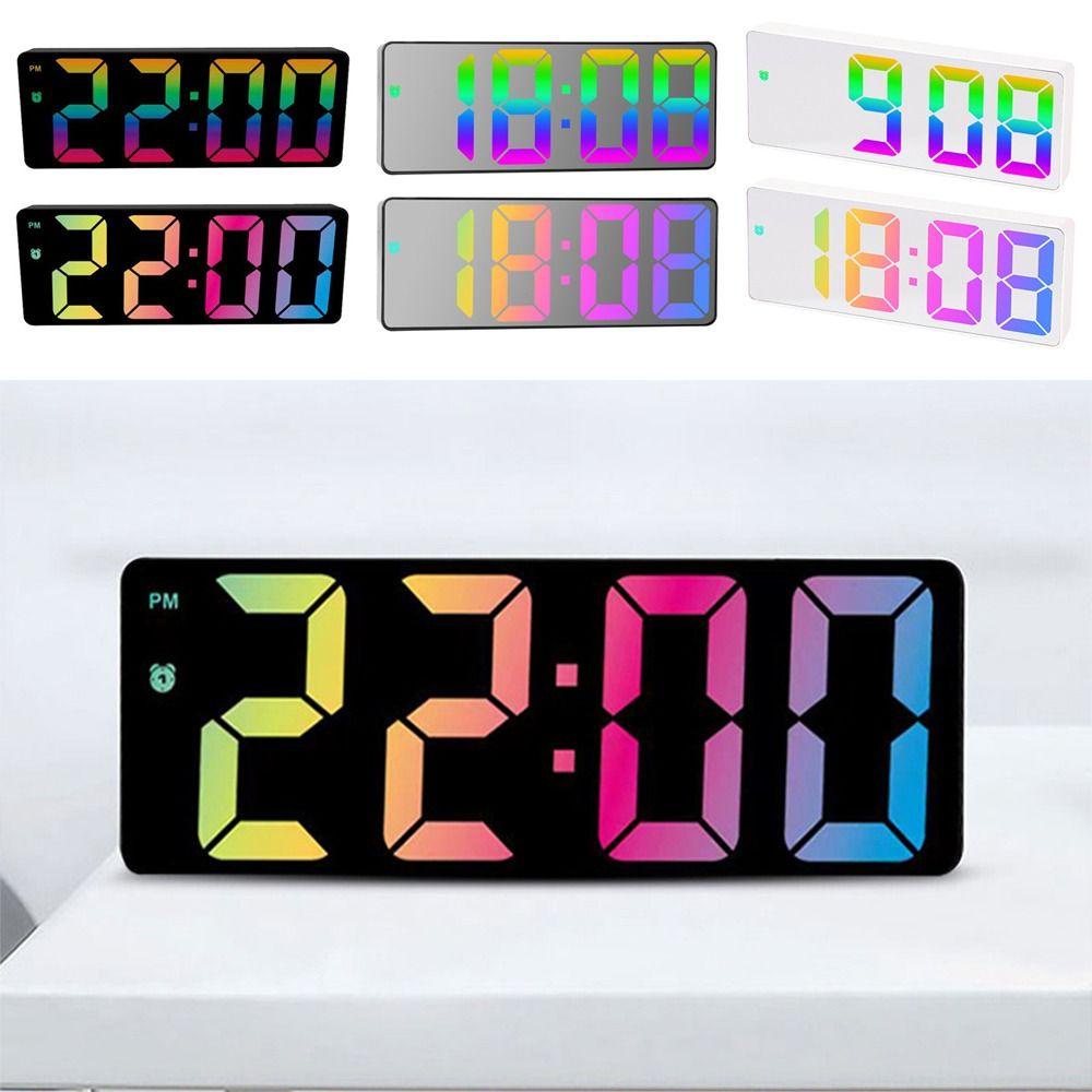 SUYO Jam Weker Meja Samping Tempat Tidur Lampu Malam Backlight Suhu Kalender LED Digital