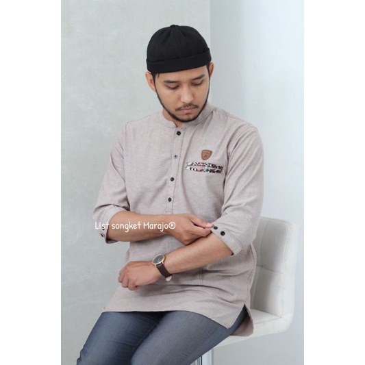 Baju Koko Kurta Pria Lis Songket Batik Marajo Original PAKAIAN MUSLIM Dewasa Moderen Premium