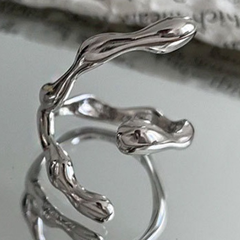 Kreatif Tidak Teratur Jari Cincin Aesthetic Egirl Rings Untuk Wanita Trendi Warna Perak Pembukaan Cincin Punk Perhiasan Natal