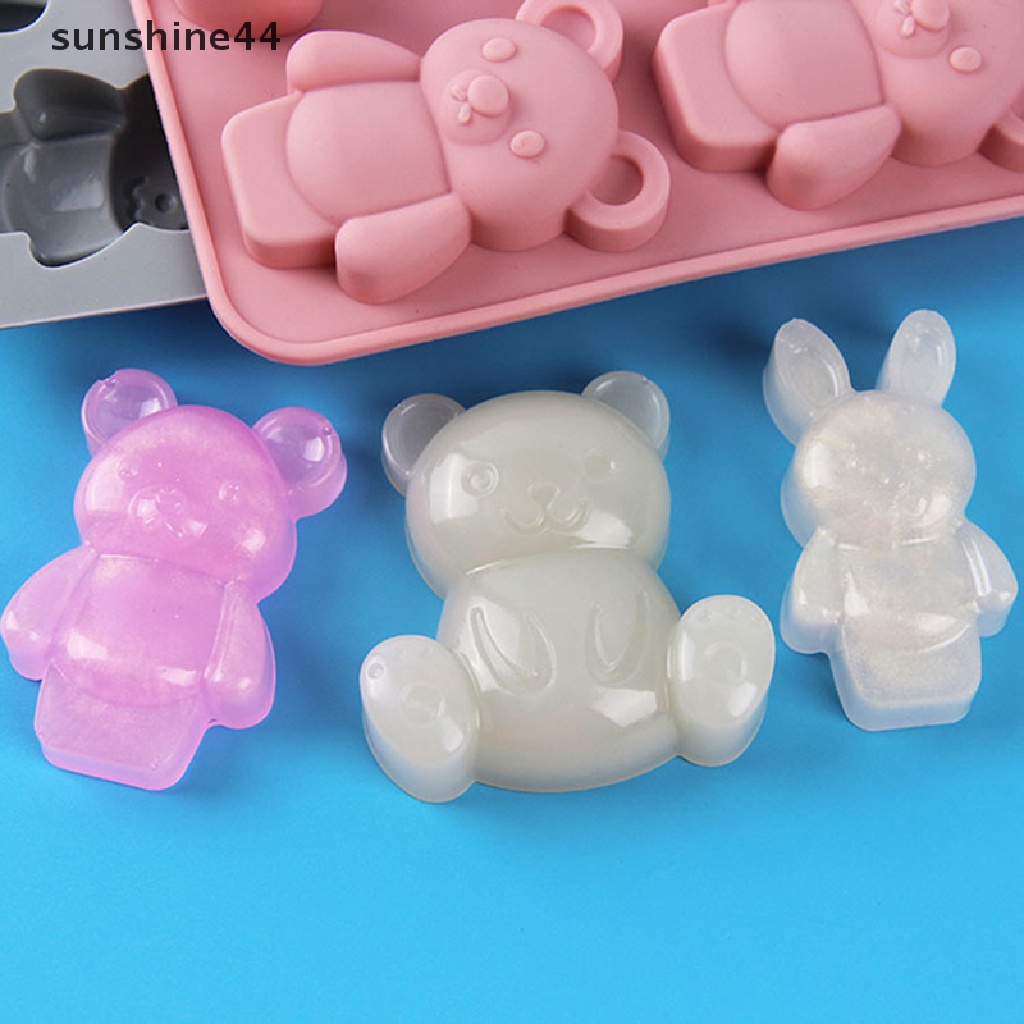 Sunshine 1Pc 6-rongga Cetakan Silikon Lucu Kartun Hewan Cetakan Kue DIY Membuat Alat.