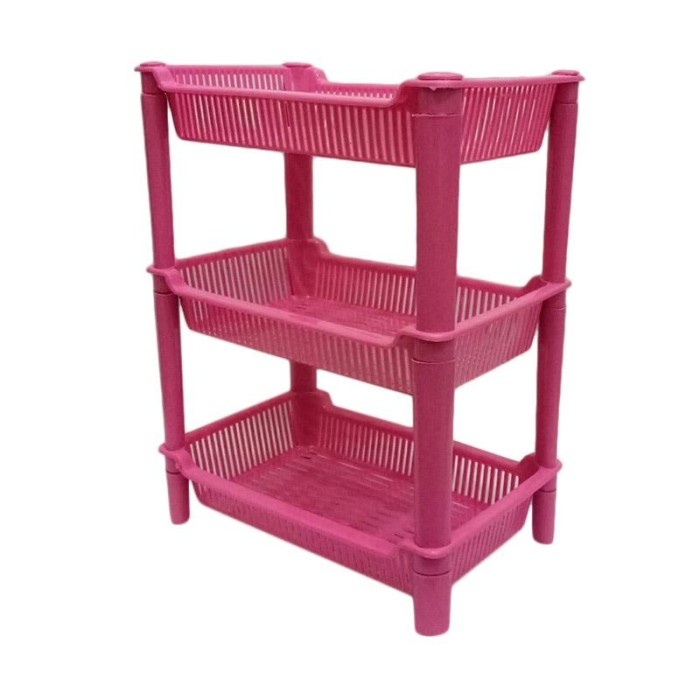 Rak Rak Serbaguna 3 Susun Rak Plastik Sedia 2 Ukuran Besar Dan Kecil