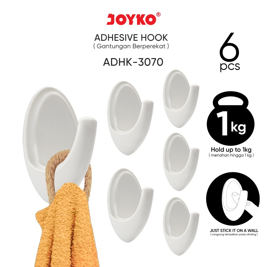 Adhesive Hook Gantungan Baju Tempel Dinding Stainless Joyko ADHK-3070