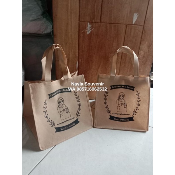 

tas souvenir 7 bulan kehamilan/tas sablon 4 bulanan UK Dus 20x20 cm