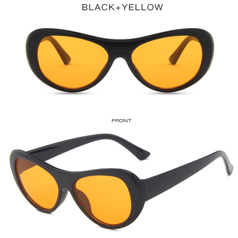 Kacamata Hitam Retro Oval Mata Kucing Frame Besar Untuk Wanita Pria UV400