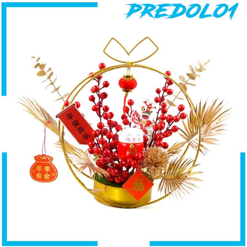 [Predolo1] Ornamen Imlek Berlampu Bunga Buatan Pot Untuk Pernikahan Rumah