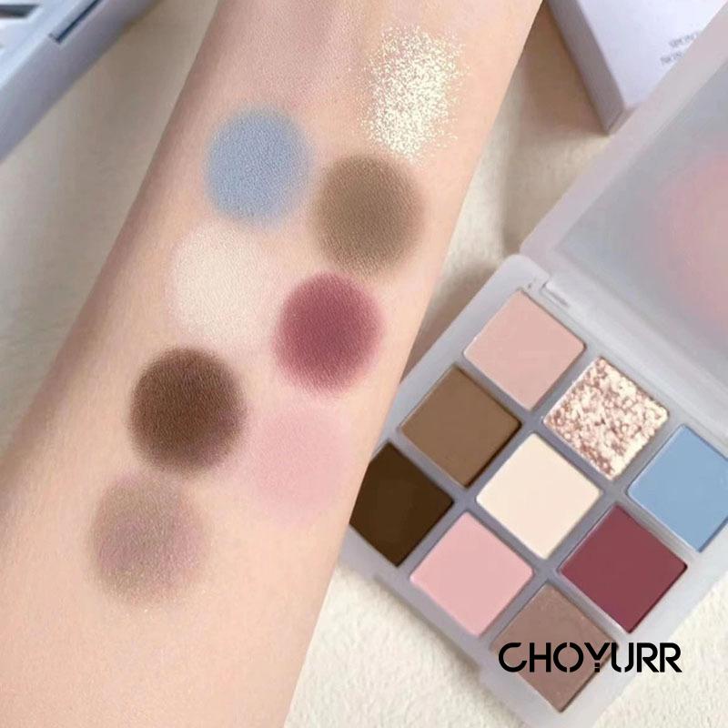 【COD】Eyeshadow Pallete 9 Warna Pigmen Glitter Matte Fine-Shine Eyeshadow Dengan Saturasi Rendah Eyeshadows Makeup-CH