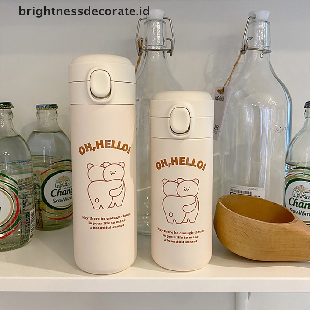 [Birth] Cangkir Stainless Steel Kapasitas Korea Sederhana Lucu Cangkir Siswa Nilai Wajah Tinggi [ID]