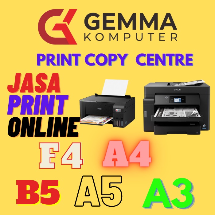 

Jasa Print Cetak Dokumen / Buku A4 F4 B5 A5 A6 Murah Hitam Putih / Warna / A3 Hitam Putih