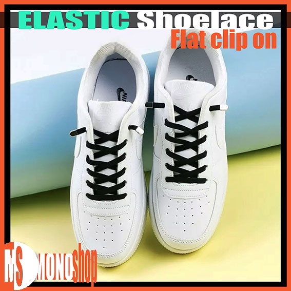 lazy lace elastic shoelace tali sepatu elastis dengan clip on lock model flat