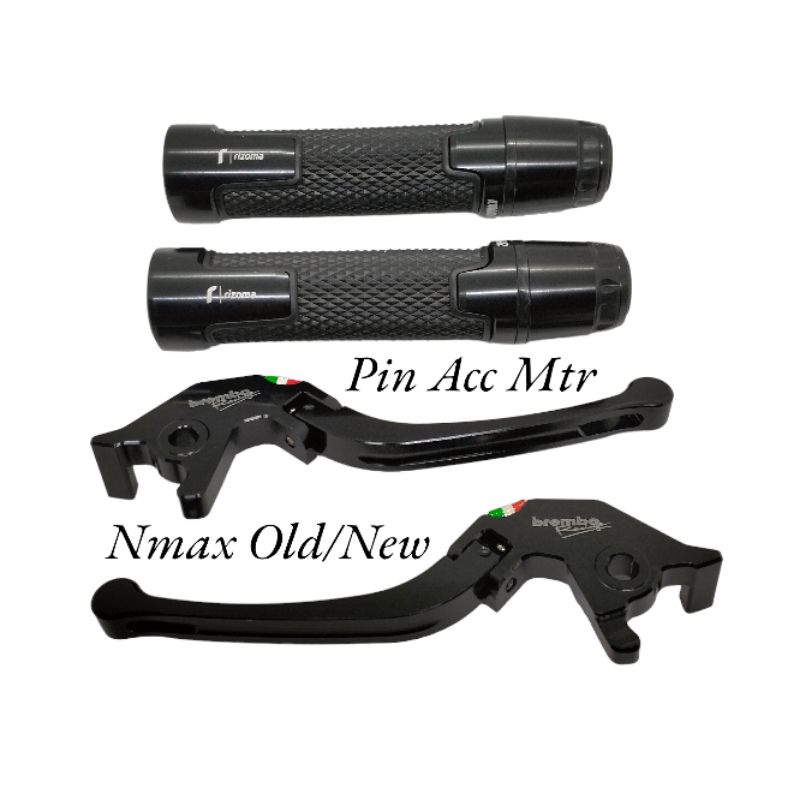 Paket Handle Rem Variasi Almunium Censi Hitam+HandGrip Rizoma Jalu cnc hitam PNP motor NMAX Old/Nmax New/Pcx150/Pcx160/Pnp