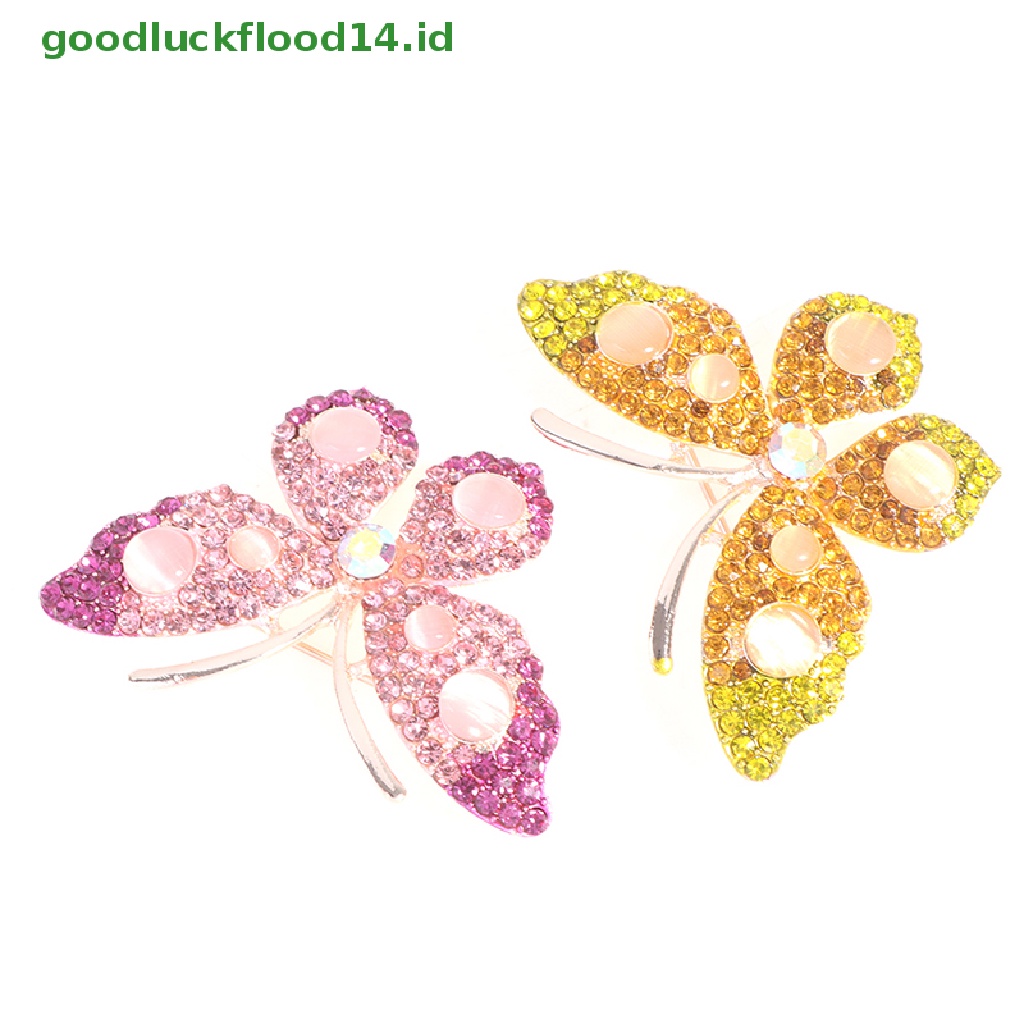 [GOOGFOUR] 1pc Elegan Pesona Kupu-Kupu Bros Wanita Berlian Imitasi Besar Butterfly Pins Hadiah [TOP]