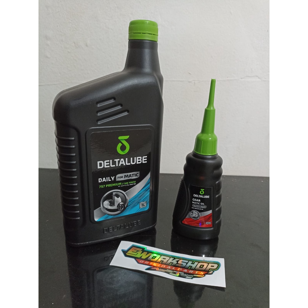 ( PAKET OLI )OLI DELTALUBE DAILY 757 PREMIUM MATIC SAE 10W30 1 L Liter + OLI GEAR 120 ML100% Original Product