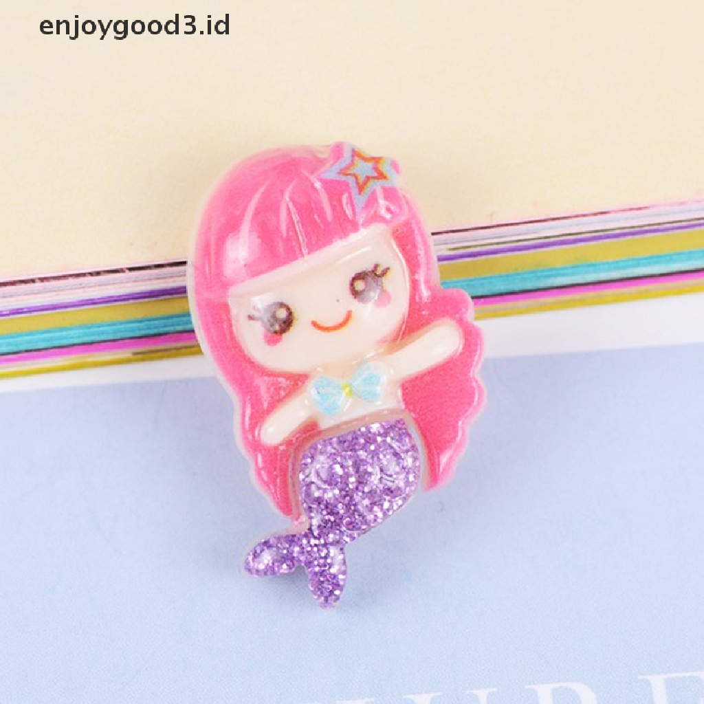 [Rready Stock] 10pcs/lot Kartun Resins Flatback Resin Cabochon Kawaii Mermaid Cabochons (ID)