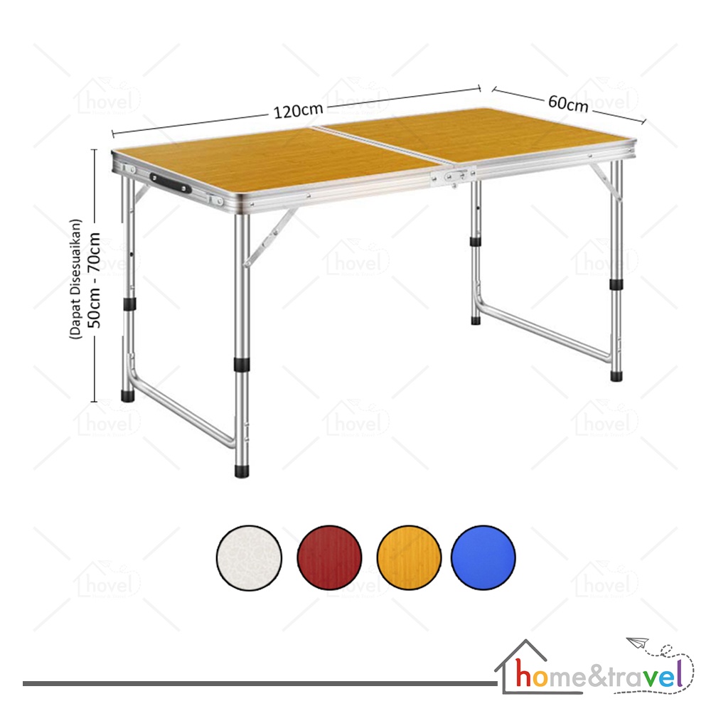 HOVELSHOP Meja Lipat Koper HPL Aluminum Portable Desk Tempat Belajar Makan Serbaguna