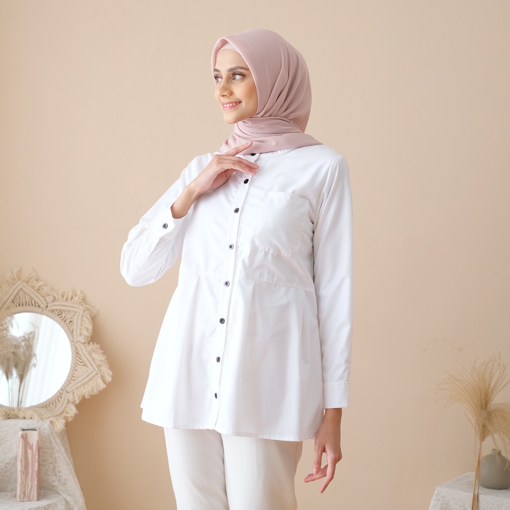 COD - M, L, XL, XXL - ORIGINAL Ayesa Top SKU ke 1 - Pakaian Kemeja Kerja Wanita by Hijab Mamah icis