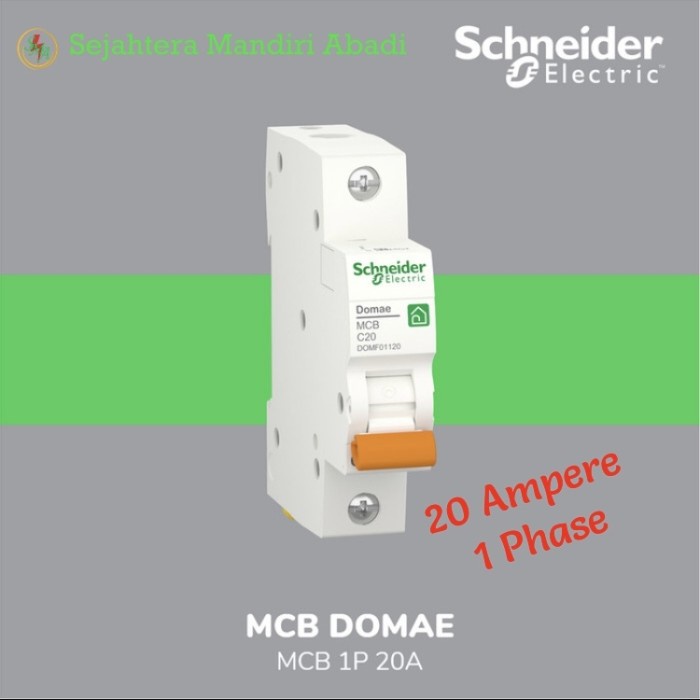 Komponen Listrik Mcb 20 Ampere 1 Phase Domae 6Ka Schneider Original Merlin Gerin