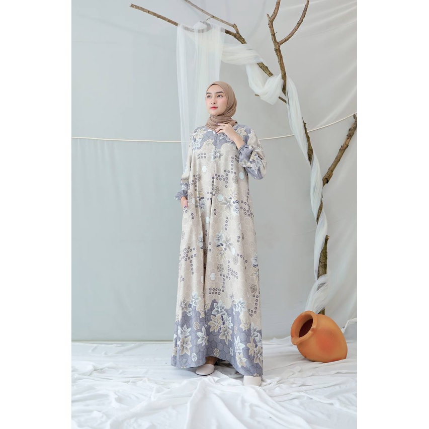 Edisi Kuma Maxi Dress - Melva Tunik - Gamis Maxmara Bunga Busui