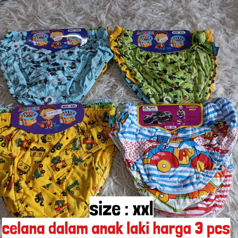 celana dalam anak laki umur 4-11 tahun harga 3 pcs  bahan catton halus