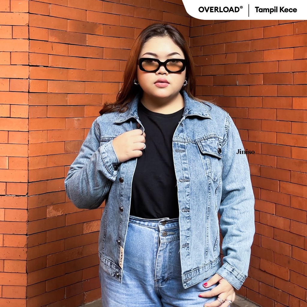 JINISO Big Size Vintage Blue Acid Oversize Jaket Jeans