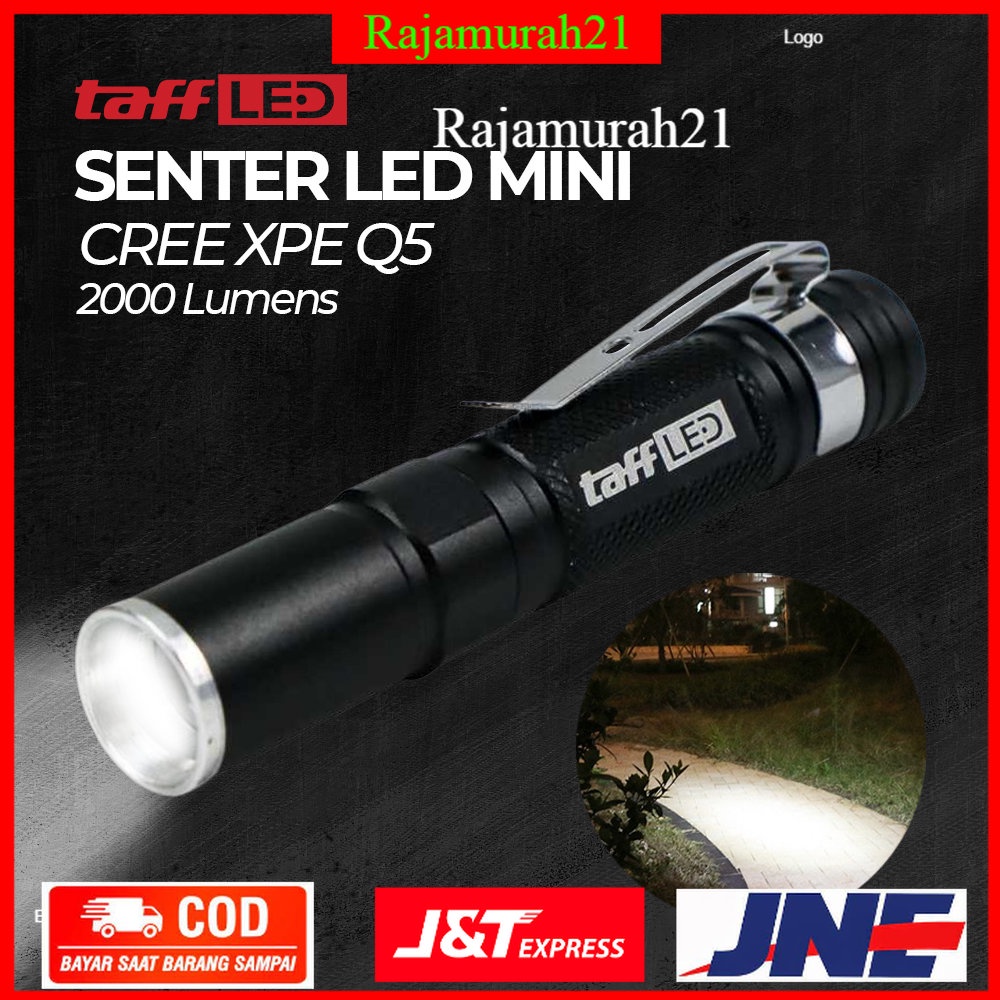 TaffLED Senter LED Mini Cree XPE Q5 2000 Lumens - Mini 864 - Black - OMFL34BK