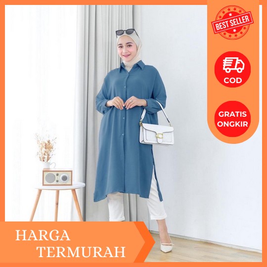 Qeena Tunic Nadheera Luxury Tunik Motif Terbaru Kekinian Wanita Dewasa Rayon Premium Atasan Ootd Out