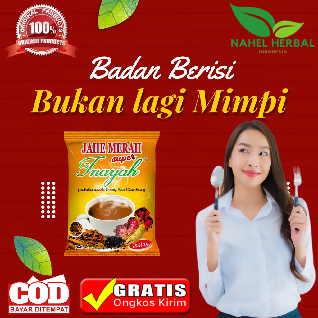 Penambah Berat Badan Dewasa Laki Laki Cod - Jahe Merah Inayah Sachet  - Obat Gemuk Wanita Ampuh Raci