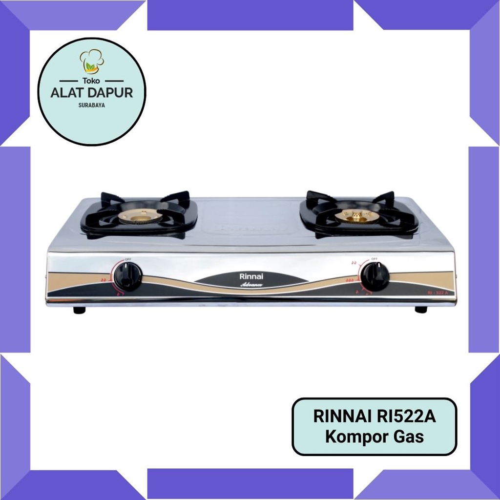 Rinnai kompor gas 2 tungku RI 522A 522 A RI522A SNI