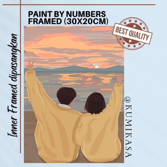

[TERBARU] DIY painting by number 30x20cm kerajinan tangan - lover