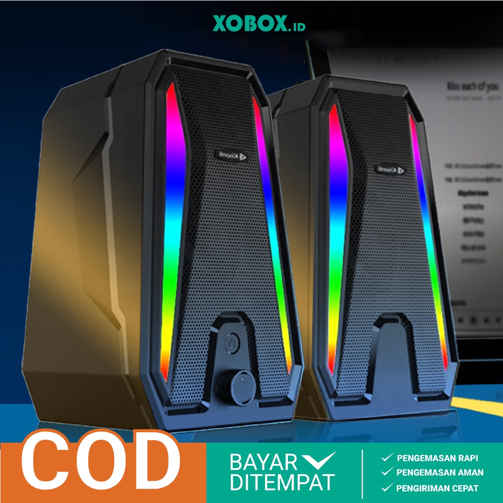Speaker Laptop / PC / Gaming Kisonli X10 Soundbar Super Bass Portable RGB Lighting Garansi 1 Tahun - XOBOX