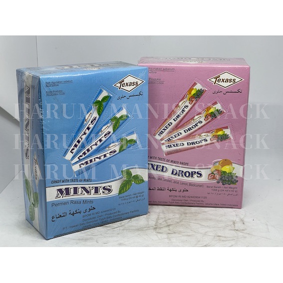 

Permen Aneka Rasa Candy Mints Mixed Drops Texass Roll isi 24 Rolls x 42gr