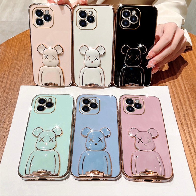 Soft Case Bahan Silikon Desain Beruang Untuk iPhone 14 Pro Max 14 Plus 13 12 11 Xs Xr