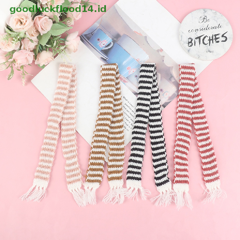 [GOOGFOUR] 1per6rumah Boneka Miniatur Fashion Knitg Syal Topi Ornamen DIY Pakaian Boneka [TOP]