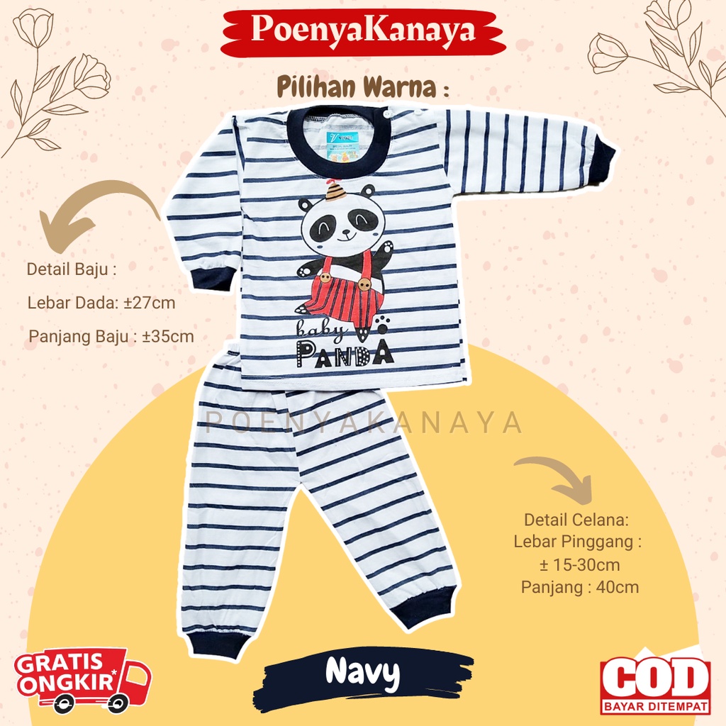 Setelan Baju Bayi Piyama Bayi Panjang SALUR  PANDA Viori Size 3-12 Bulan SPY23