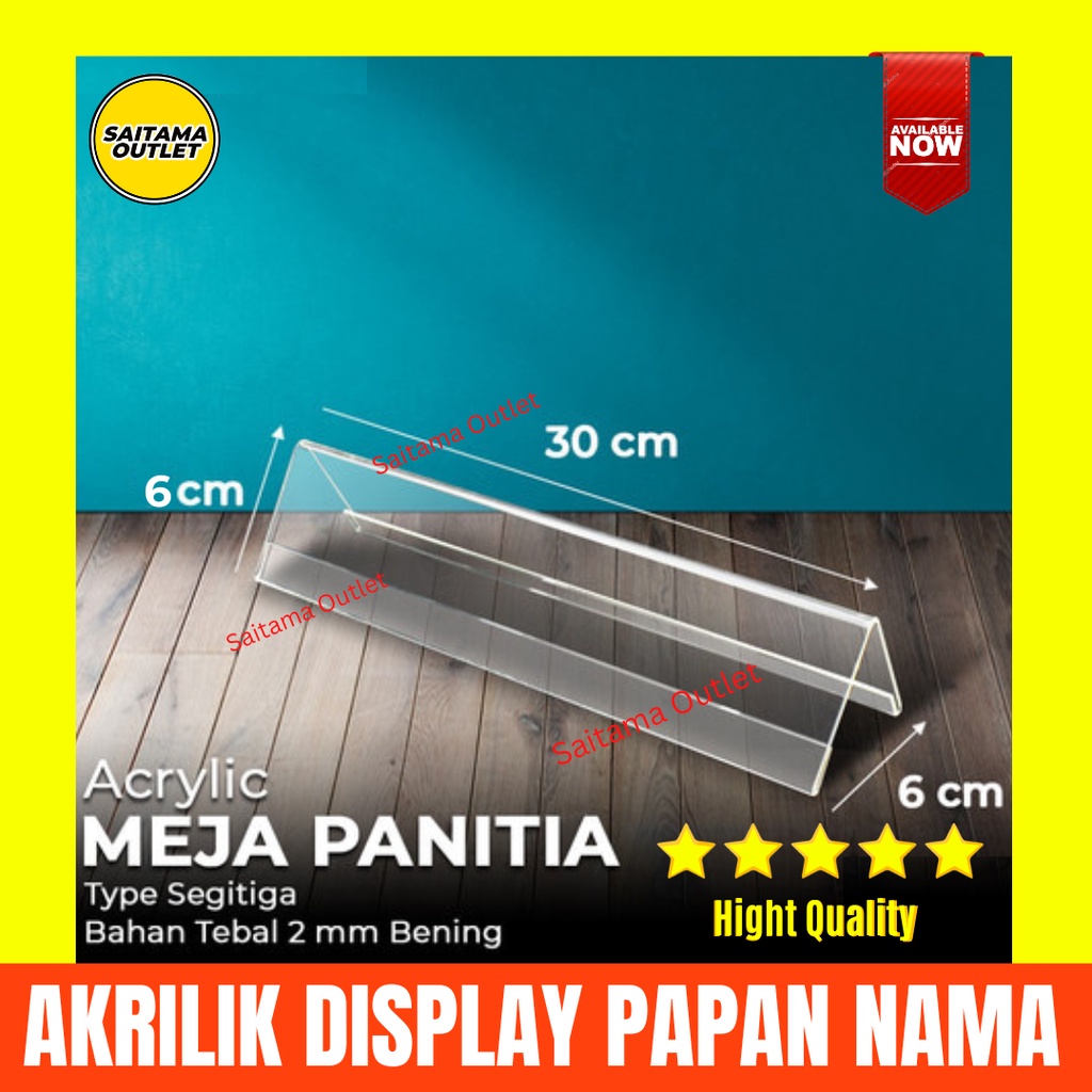 Acrylic Akrilik display papan nama meja/ Akrilik meja panitia/ Akrilik Kantor 6x30 cm dan 8x30 cm