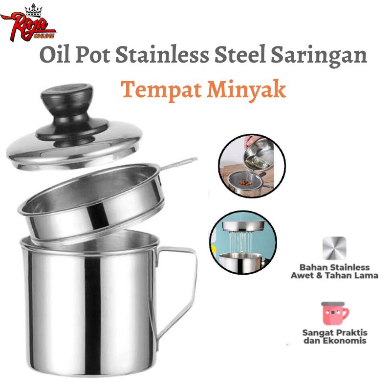 0P12 - OIL POT 1200 ML SARINGAN STAINLESS STEEL MINYAK GORENG