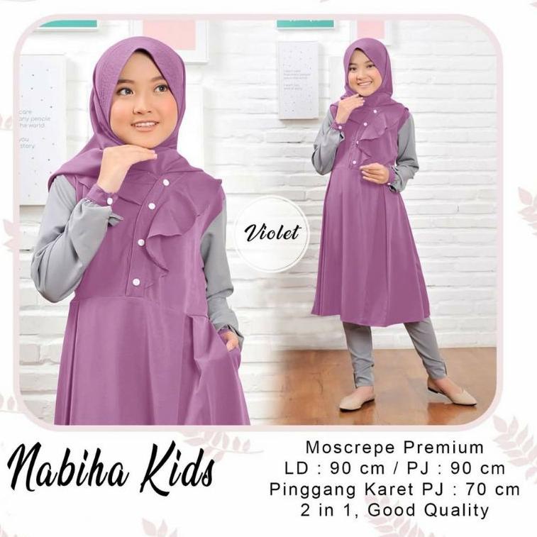 BAJU SETELAN TUNIK ANAK NABIHA KIDS MODEL TERBARU KEKINIAN/BAJU SETELAN  ANAK REMAJA USIA 10-12 TAHU