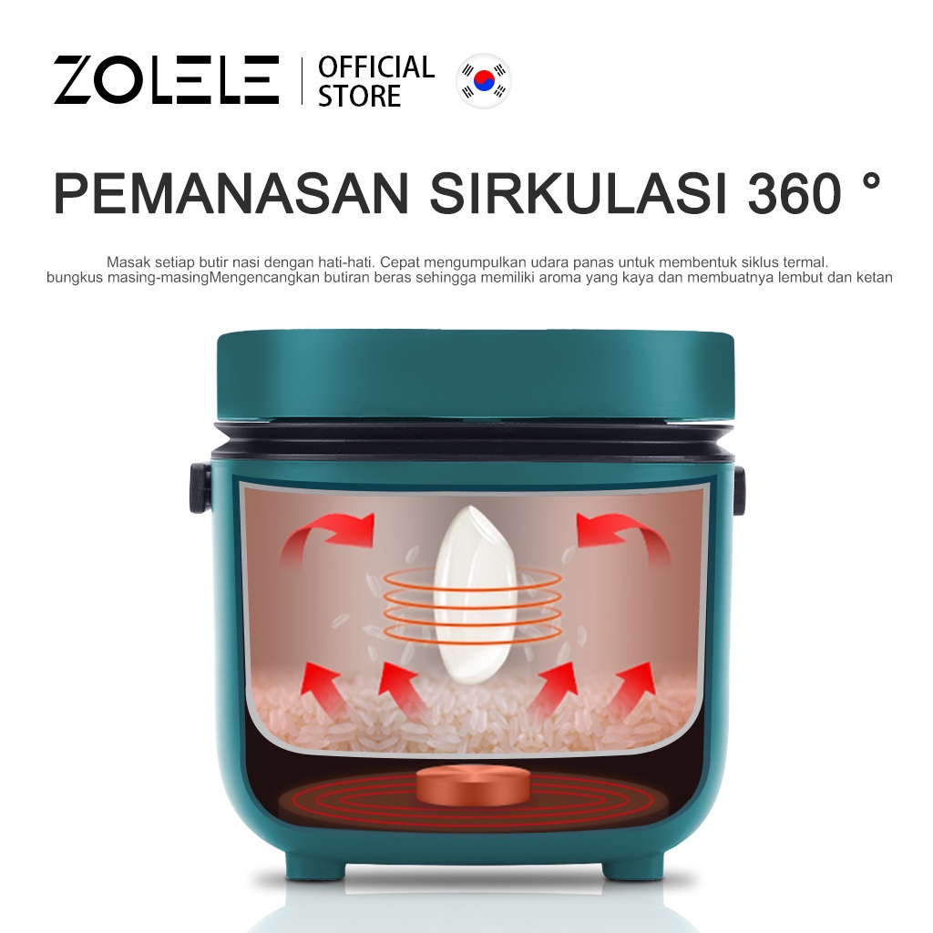ZOLELE Rice Cooker Mini 0.8L Penanak Nasi Sehat Mewah Pressure Multi Cooker Magic Com Anak Kos Multifungsi 2-3 Porsi Portable Non Stick Ricecooker Low Watt Travel Student Mewah Version Panci Presto Meng-upgrade ZB001