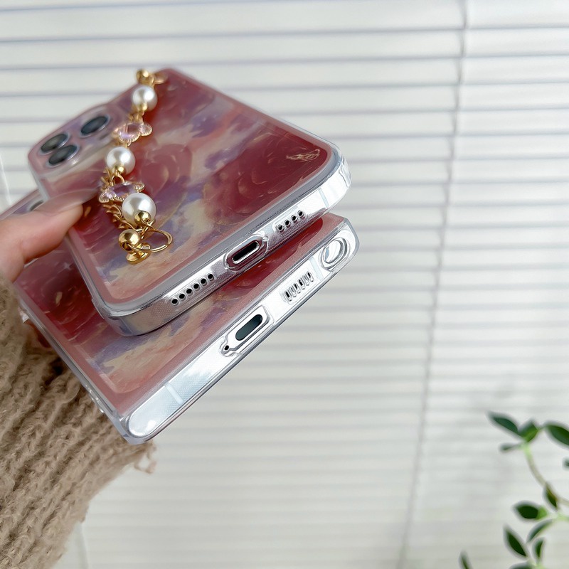 Nice Red Flowers Bracelet Soft Case OPPO A9 A5 A31 A53 A33 2020 A15 A15S A35 2021 F9 Pro F11 A7 A5S A12 A11K A3S Realme C1 A16 A17 A17K A36 A76 A96 A52 A92 A57 2022 A77 A74 A95 Reno 4F 5F 5 6 7 7Z 8 4G 5G Casing