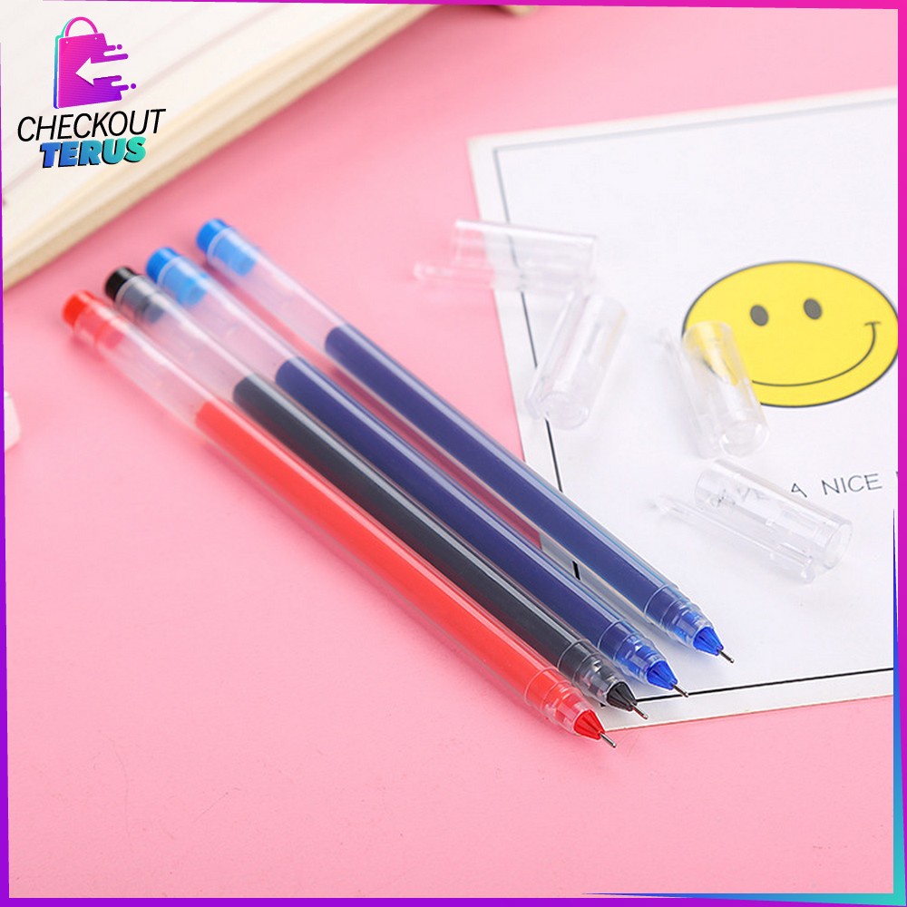 CT A46 Pena Gel Alat Tulis Pulpen 0.5mm Motif Polos Perlengkapan Sekolah Ballpoint Simple Pulpen Cair Kantor Import