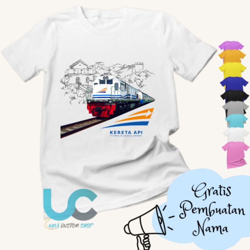 Kaos Anak Kereta Api | Baju Anak Kereta Api | Kaos Anak Sablon | Kaos Anak Custom Terbaru (FREE NAMA