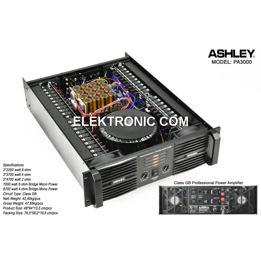 POWER AMPLIFIER ASHLEY PA3000 PA 3000 ORIGINAL