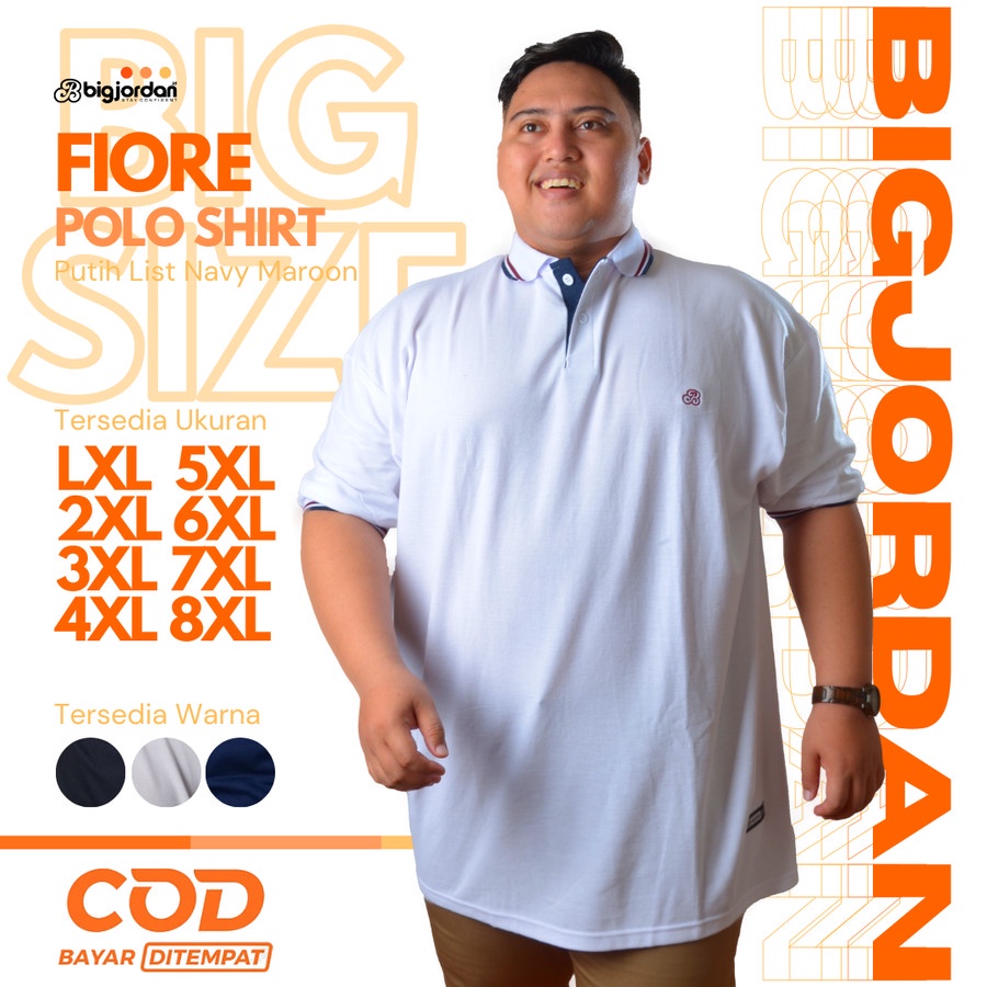 Kaos Polo Bigsize Putih  Kaos Kerah Jumbo Kaos Polo Jumbo 2XL 3XL 4XL5XL 6XL 7XL 8XL